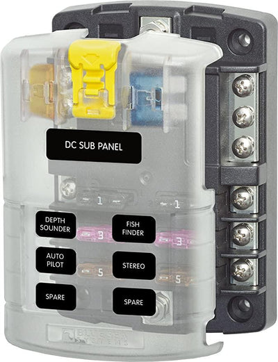 Blue Sea Systems | ST Blade ATO/ATC Fuse Block - 6 Circuits w/Cover and Negative Bus - Lolo Overland Outfitting